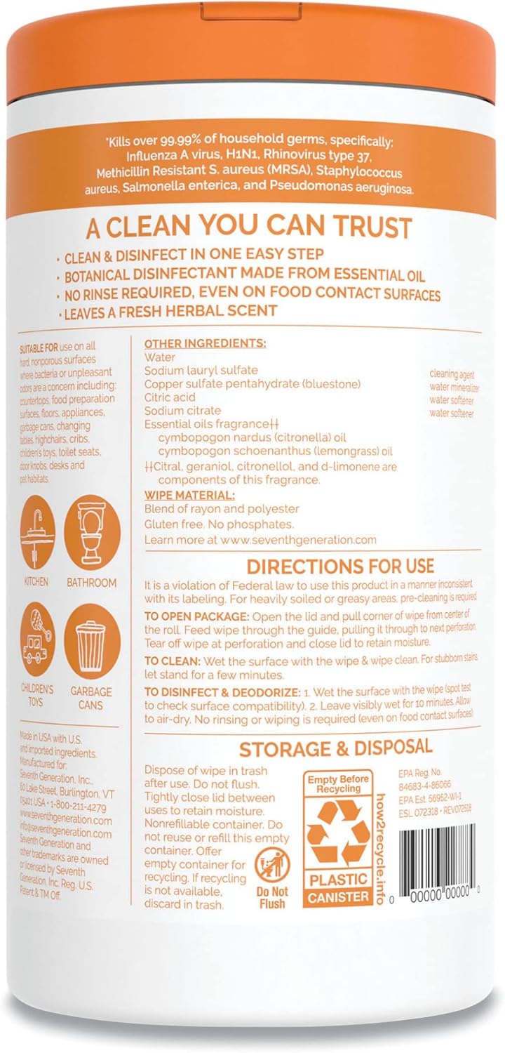 Seventh Generation Disinfecting Wipes - 70 ct - Image 2