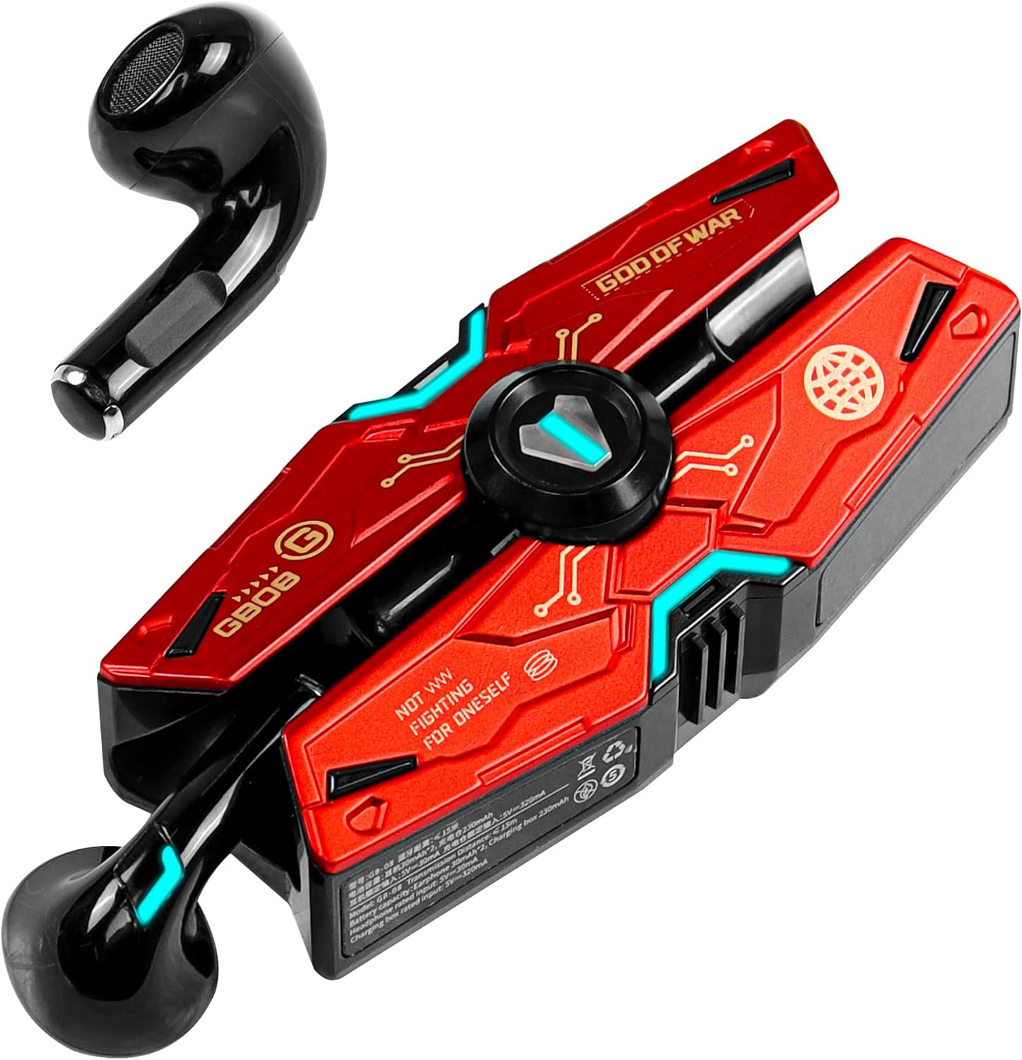 Red Earbuds with Charging Case LED