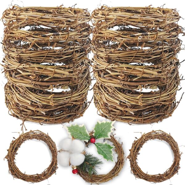 TIHOOD 16PCS 4inch Grapevine Wreaths