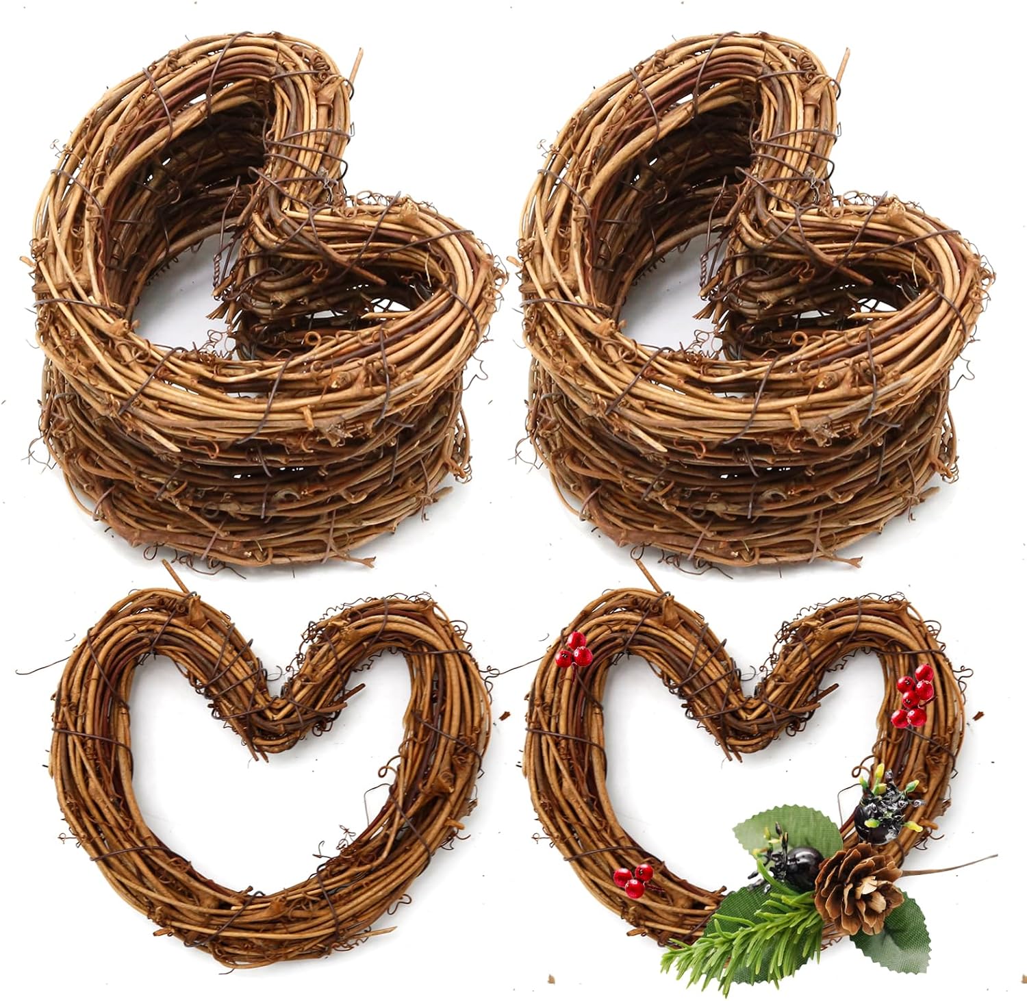 IY Crafts Natural Grapevine Heart Wreaths