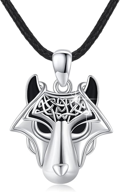 Silver Women Celtic Wolf Head Pendant Necklace Wolf Jewelry Wolf Gifts
