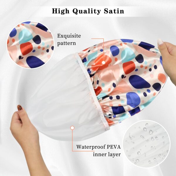 Shower Cap Reusable Waterproof 3PC with Exfoliating Bath Gloves 3 Pairs - Image 4
