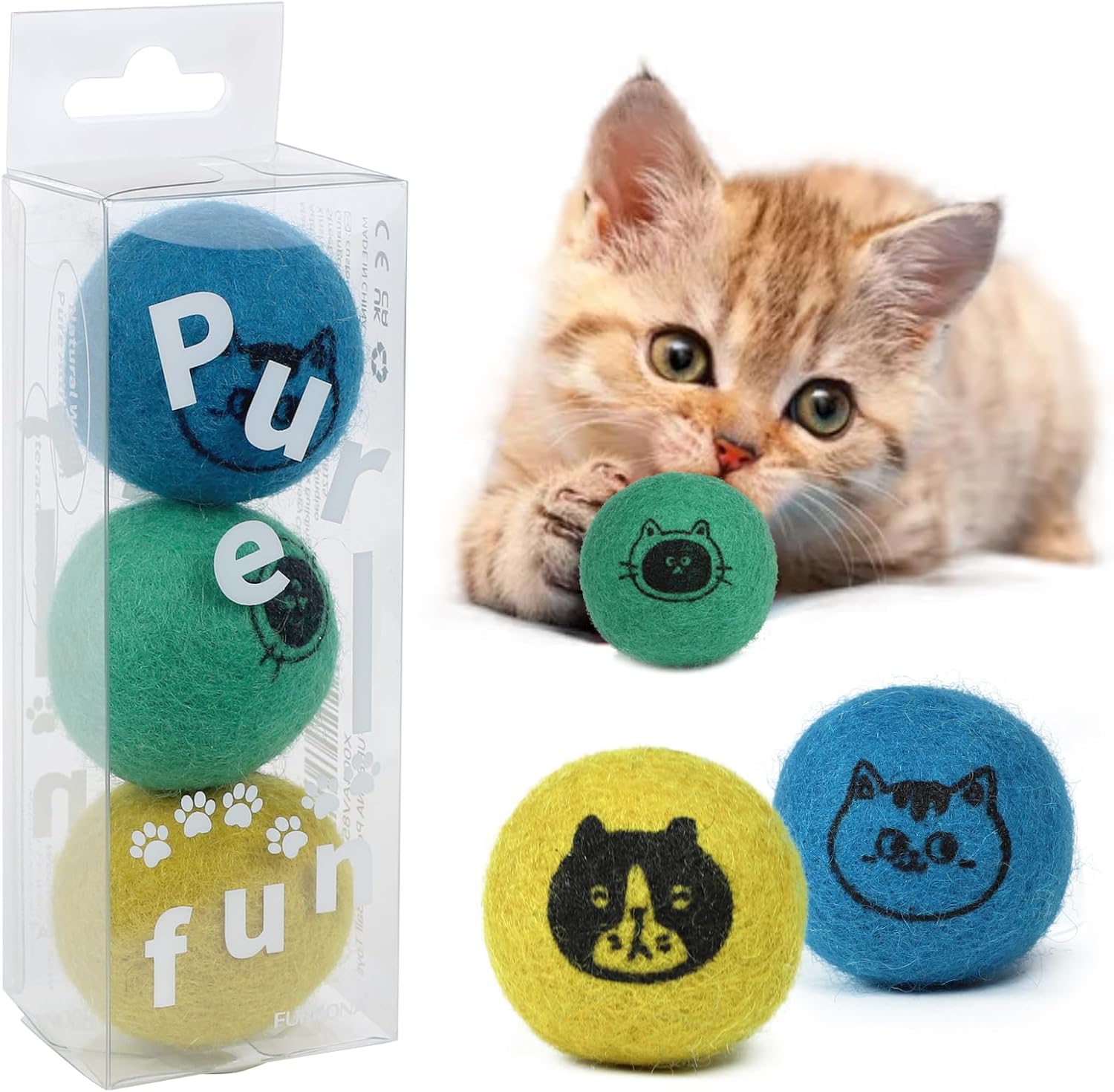 Soft, Quiet Wool Balls for Indoor Cats