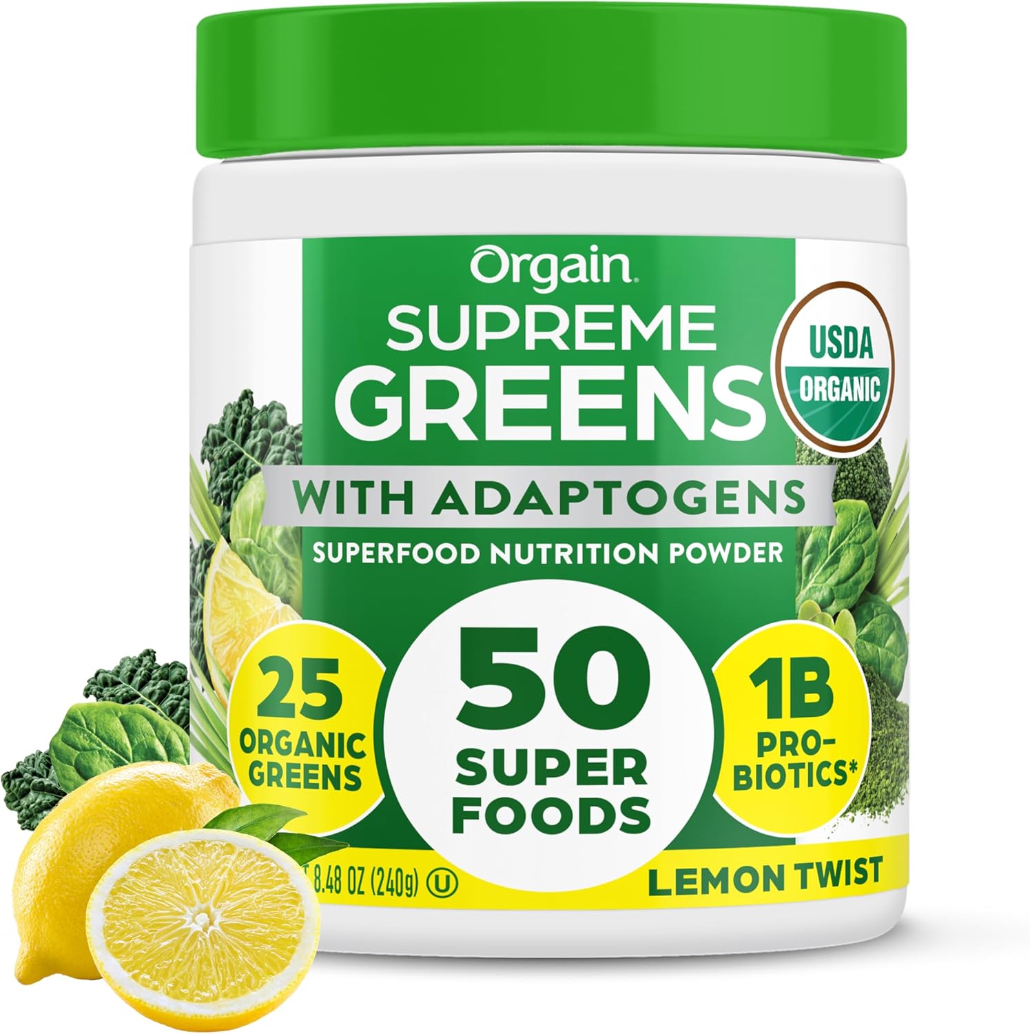 Orgain Supreme Greens Powder with 25 Organic Greens
