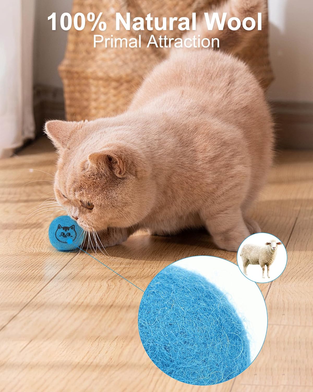 Soft, Quiet Wool Balls for Indoor Cats - Image 3