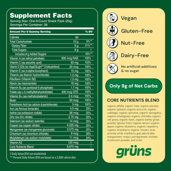 Gruns Adults Super Greens Gummies - Image 3