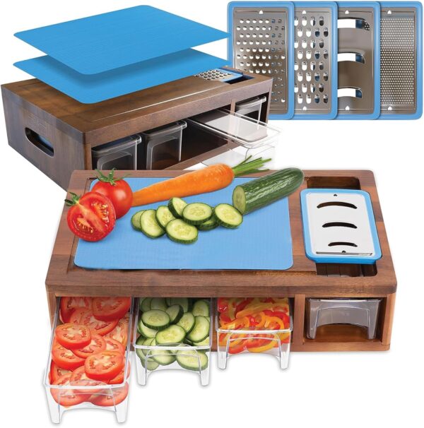 Acacia Cutting Board with Containers