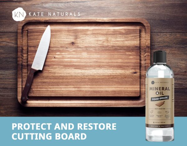 Kate Naturals Mineral Oil for Wood Cutting Board, Butcher Block, and Knife - Image 3